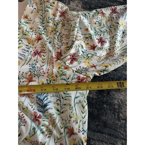 Jason Wu X ELOQUII Dress Drape Front V-Neck White Floral Size 18 Garden Cottage - Picture 6 of 6